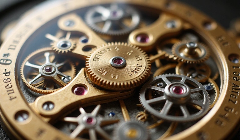 Mechanical watch movement close-up