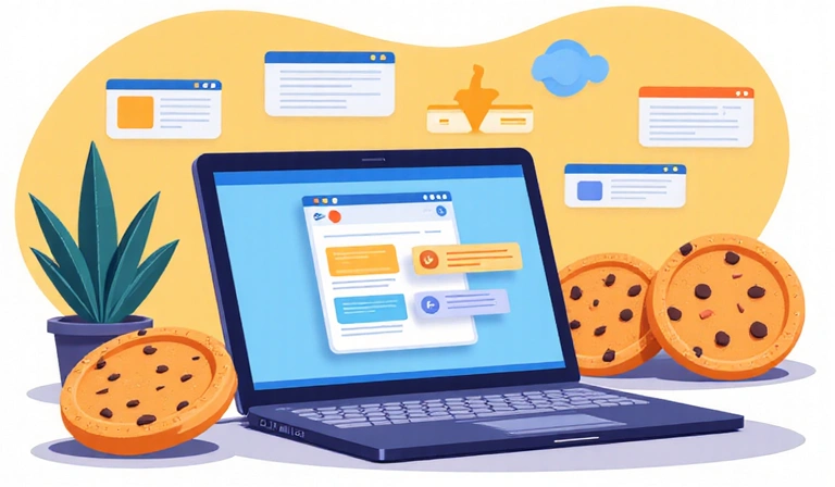 Illustration of cookies on a website