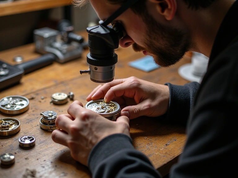 Artisan working on watch movement
