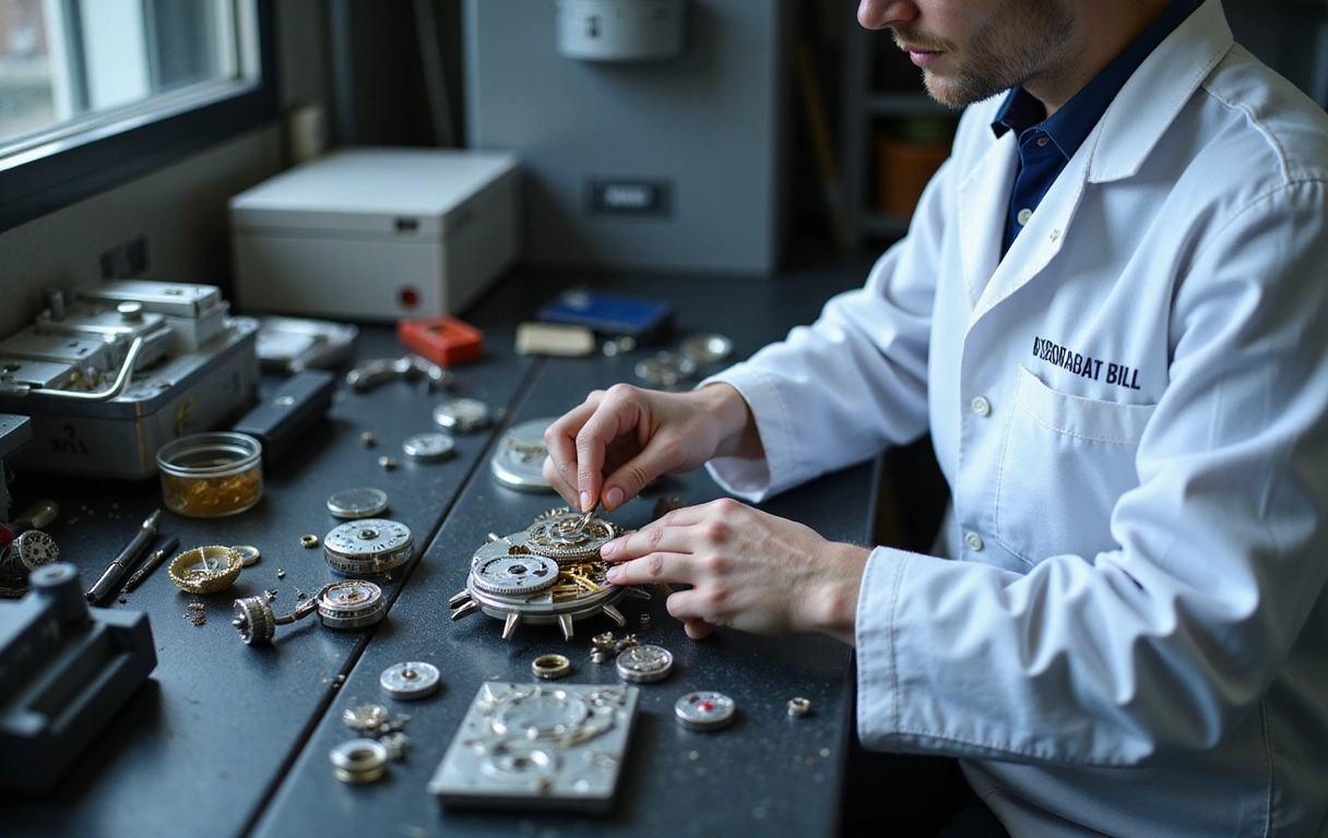 Watchmaker working on precision timepiece